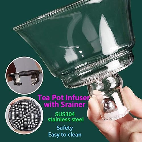 Miniatura 4 de RORA Lazy Kungfu - Juego de té de vidrio semiautomático giratorio con infusor de vidrio (6 tazas)