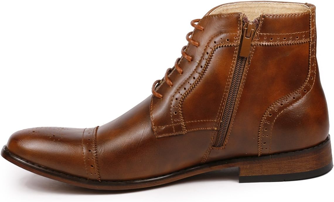 Metrocharm MC123 Men's Cap Toe Lace up Dress Casual Ankle Boot