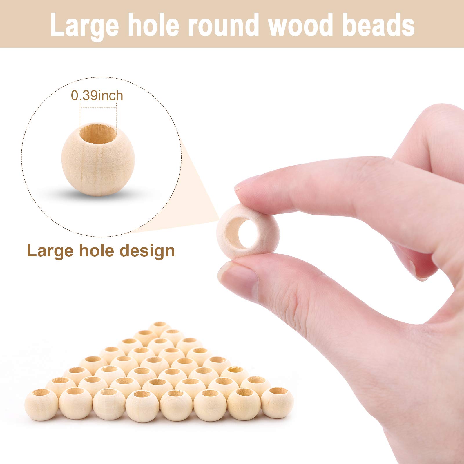 Creative life 50 stuks 25 mm natuurlijke onafgewerkte ronde houten kraal gat ,voor Garland Craft maken decoraties en doe-het-zelf knutselen thuis en vakantie kerstdecoratie, sieraden maken (25 mm