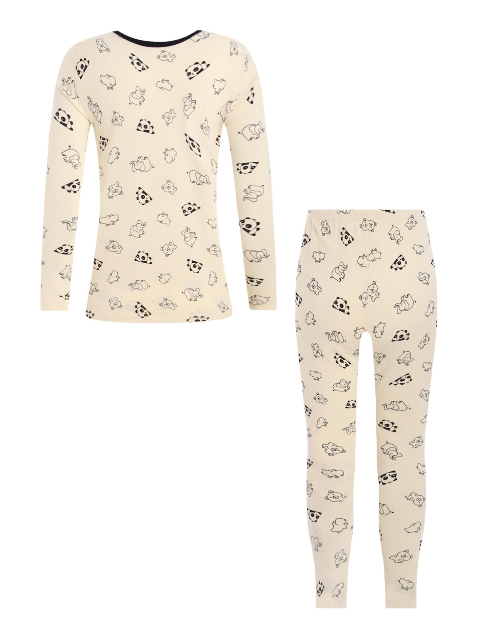 YEAHDOR Thermal Underwear for Kids Athletic Base Layer Pullover Undershirts with Long Johns Set for Boys Girls Panda 7-8 Years