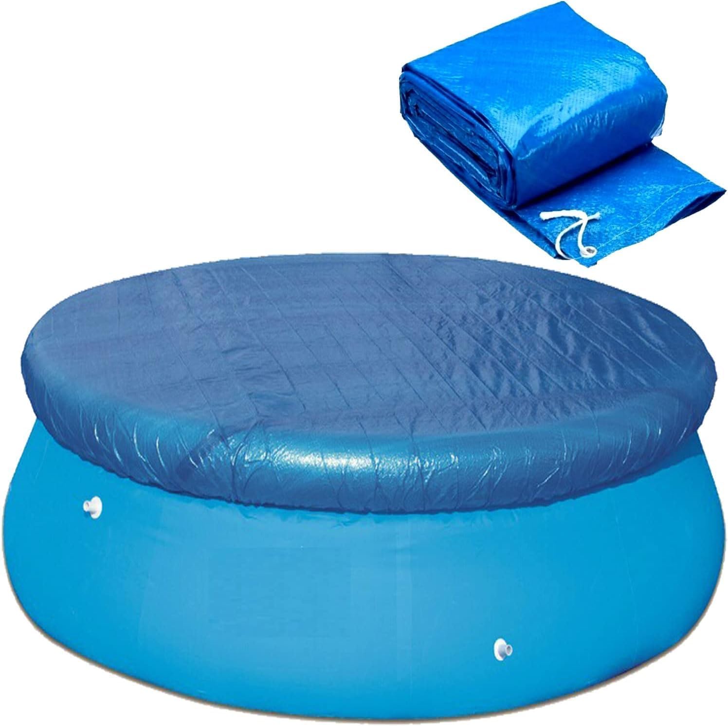 WINOK Poolabdeckungen, Schwimmbad Poolabdeckplane Rund, Schwimmbecken Solarplane Pool Abdeckung für Metal und Prism Frame Easy Set Rund Pools, PE Schutzplane Wasserdicht Staubdicht