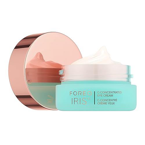 FOREO IRIS - Crema de ojos iluminadora concentrada en C para ojeras e hinchazón, iluminador debajo de los ojos, ácido hialurónico, antioxidante,
