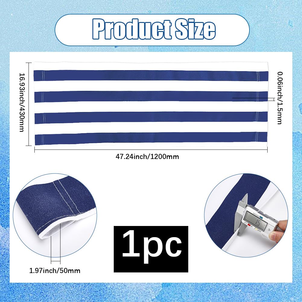 GORGECRAFT 120X43cm Beach Sling Patio Chairs Canvas Folding Chair Replacement Outdoor Chairs Cloth Replacements Dark Blue Portable Reclining Sling Chair Fabric for Summer Vacation Sunbathing Garden - Image 2