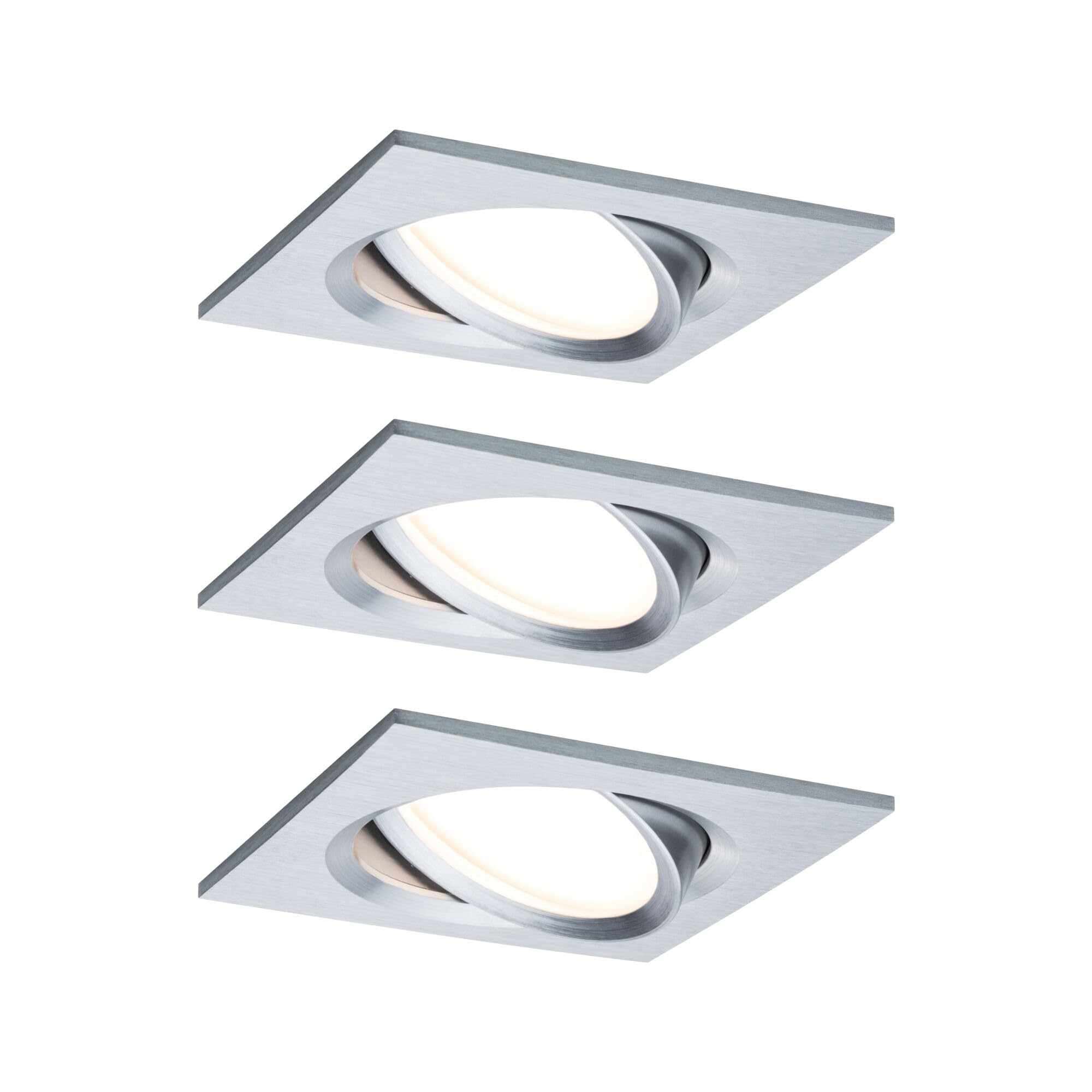 Paulmann Nova Plus 93680 - Set di 3 faretti da incasso a LED, rettangolari, orientabili, 3 x 6,8 W, dimmerabili, in alluminio, 2700 K