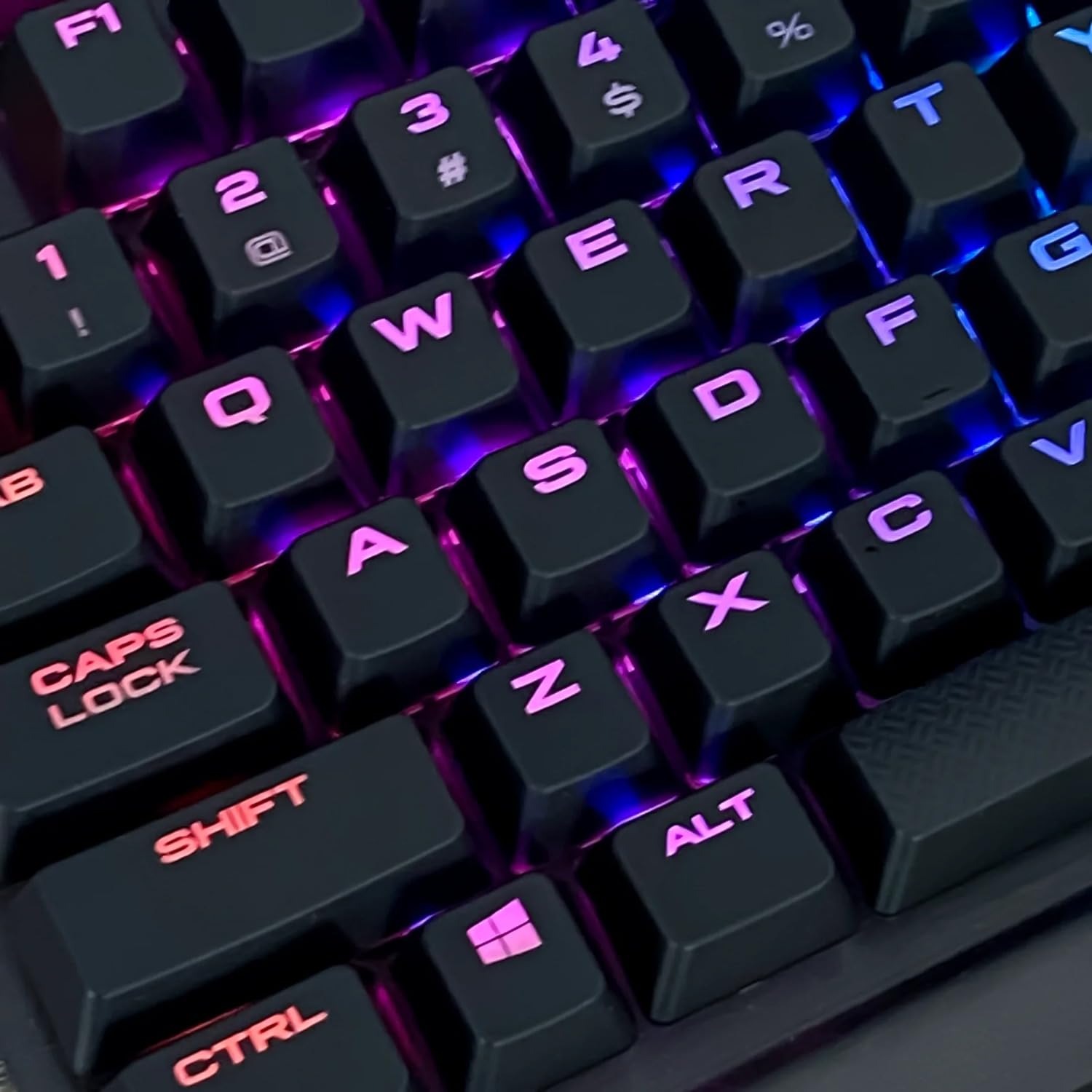 Juego de teclas ABS compatible con Corsair K70 LUX/K70 RGB/K68/Reactor MK2, semitransparente, diseño estadounidense, teclas de repuesto mecánicas para juegos (juego completo de 104 llaves)