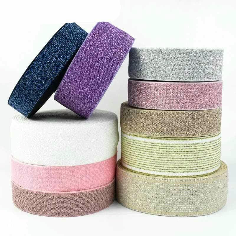Elastyczna taśma nylonowa, Polyester Elastic Band For Sewing Bag Straps Waistband Multicolor 25-50mm X 2-10m(BlackGold 50mm,10Meters)