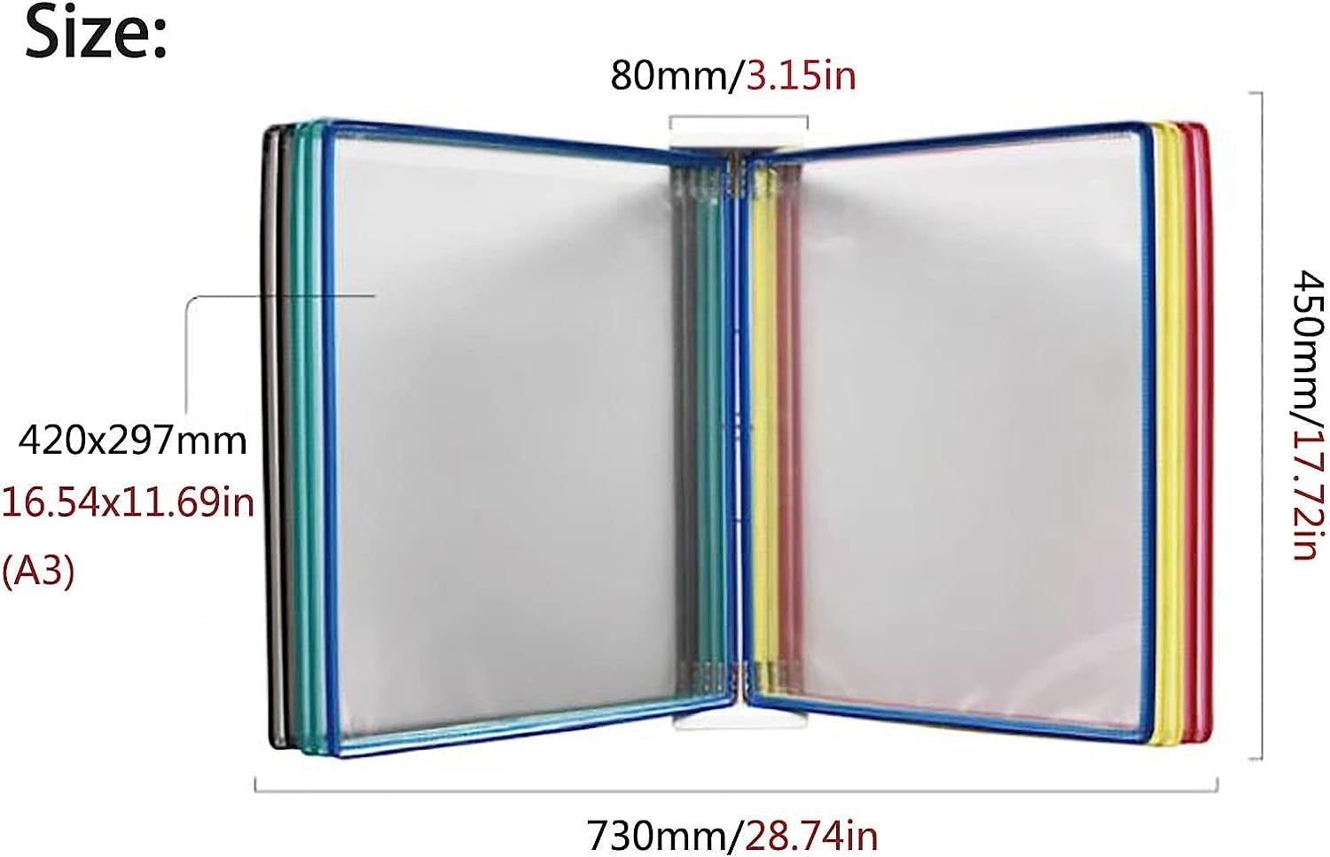 Harmonijny menedżer plików, folder A4 Papierowa teczka na dokumenty w formacie A3, 10-stronicowy organizer na dokumenty, składana teczka do zawieszania na ścianie, montowany na ścianie odwracany stoja