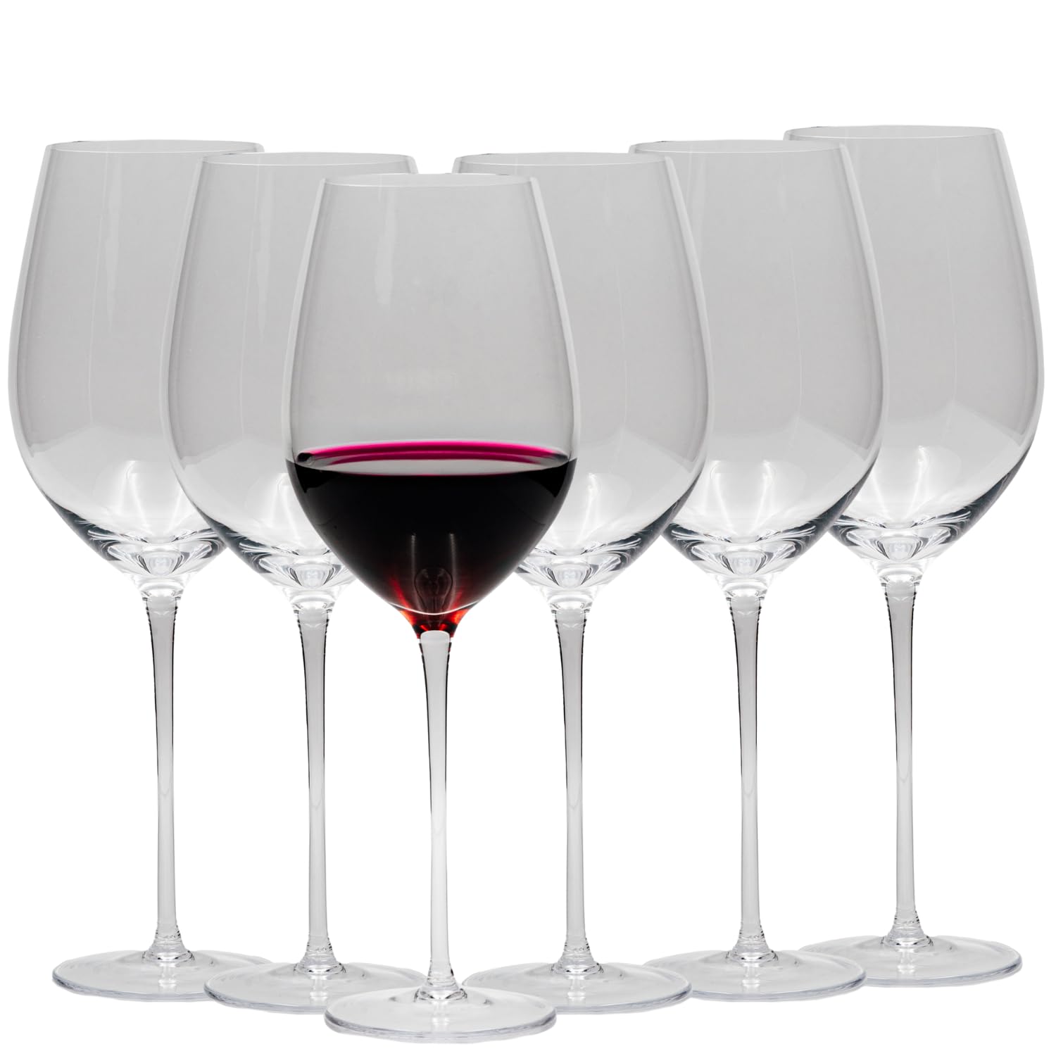 Rotweingläser Bordeaux/Burgund 650 ml – Set mit 6 Stück – aus handgefertigtem Premium-Kristallglas mit großer Kelchform für Rotweine