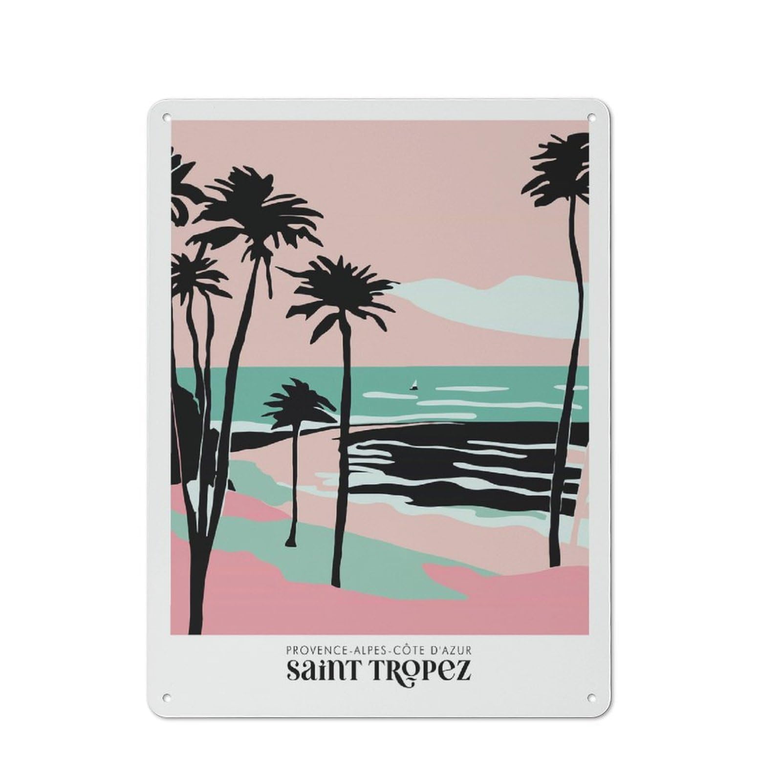 Junmoney Style-19 Saint Tropez France Poster Retro Tin Sign 40X30cm For Café Or Restaurant, Housewarming Wall Decor For People Furnishing Café And Restaurant