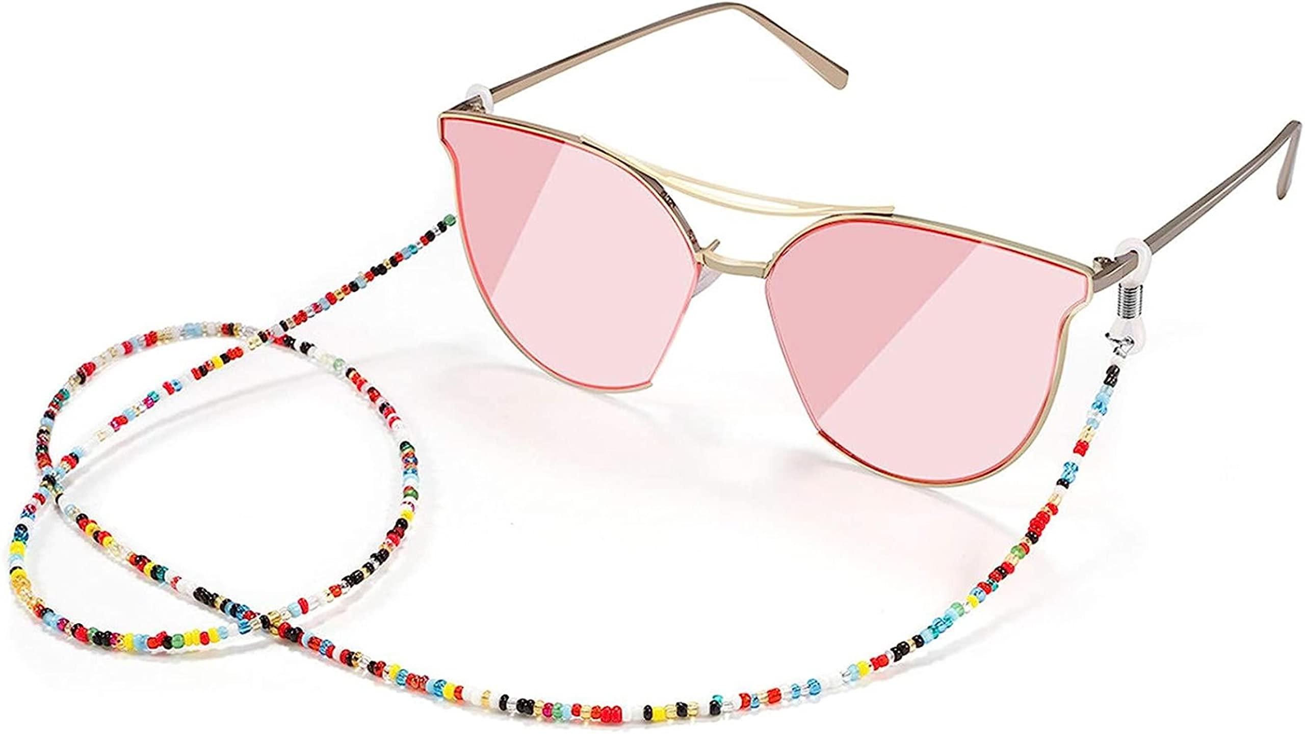 REVAHI Brillenband Karabiner Brillenzubehör Brillenkette Kordelkette Brillen Lanyard Kette s und Brillenkette Damen (Mehrfarbig, Einheitsgröße)