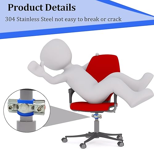 Miniatura 5 de Juego de 3 sillas de oficina Fix Sinking, protector de silla de oficina para dejar de hundirse, kit de ahorro de silla de acero inoxidable sólido de