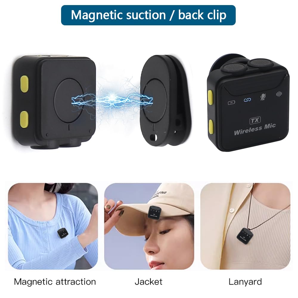 Micrófono Lavalier Inalambrico con Micrófonos Duales Compatible iPhone&Android Plug&Play Mini Micrófono Reducción de Ruido Inteligente para Transmisión en Vivo y Grabación de Vídeo