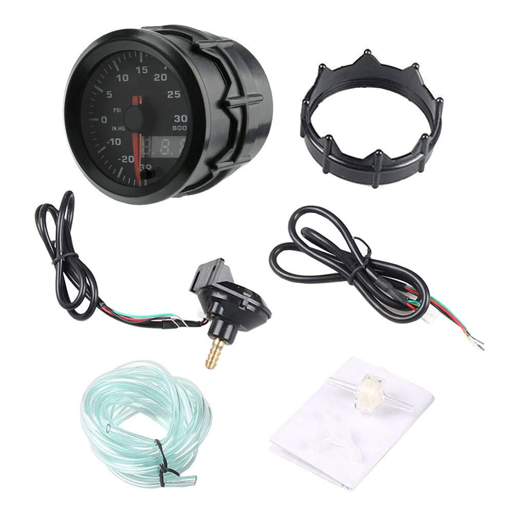 Indicatore di sovralimentazione universale per auto e camion 52 mm PSI 7 colori LED puntatore quadrante digitale doppio display indicatore elettronico