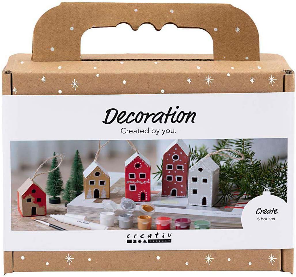 Creativ Company Christmas Craft Set Mini Decoration Huts Colour
