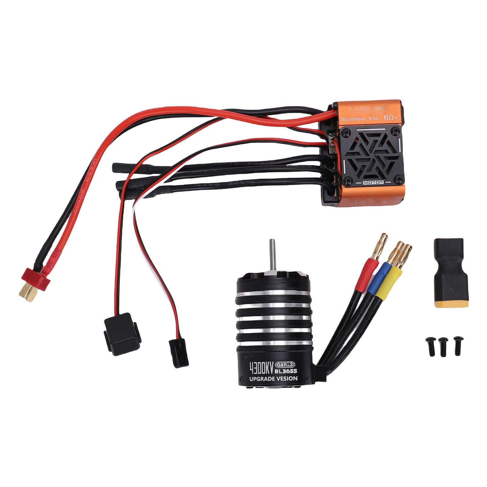 AMONIDA Wysokowydajny Silnik Bezszczotkowy 4300 KV i Zestaw Combo 60 A ESC do Pojazdów RC 1/10 1/12 Lekki i Wydajny