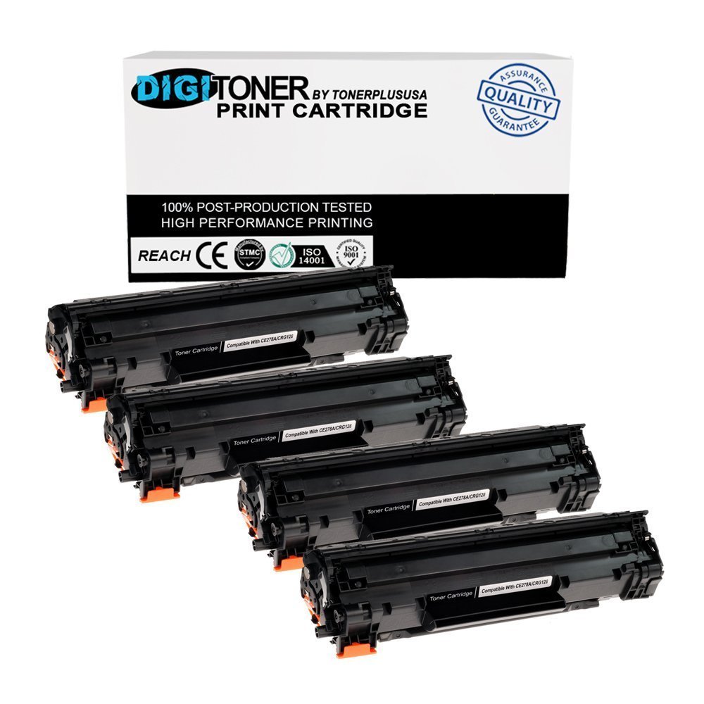 TonerPlusUSA Digi Toner New Compatible Canon 128 CRG128 CE278A Laser Toner Cartridge Replacement (Black, 4 Pack)