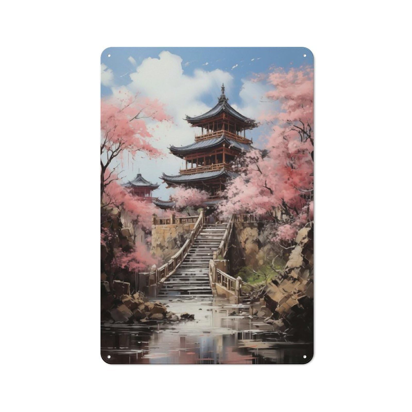 Junmoney Kyoto Serenity Rustic Metal Wall Sign 30X20cm For Studio Or Craft Room, For Vintage Wall Decor Fans, For Themed Room Decoration