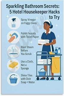 5 Hotel Housekeeper Bathroom Cleaning Hacks Daily Cleaning Schedule Checklist Poster Canvas Painting Posters And Prints Wall Art for Living Room Bedroom Decor 16x24inch(40x60cm) Unframe-style