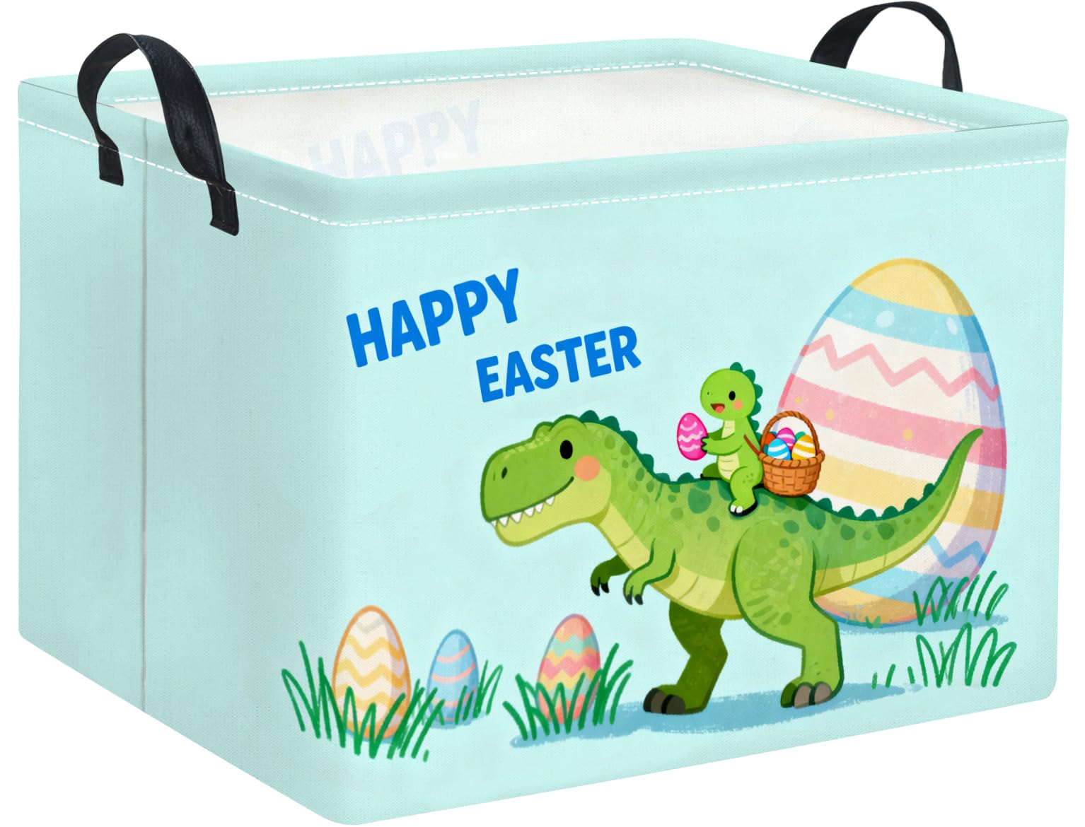 Rectangular Easter Basket for Home Kitchen Baby Girls Basket Cute Storage Bin Organizer Shelf Book Room Decor(Cute Dinosaur)