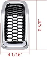 Vista 3 de Compatible con Jeep Cherokee 2014-2018 Kit de inserción de cubierta de parrilla de 4 puertas, 7 piezas (rejilla de malla negra + moldura cromada)