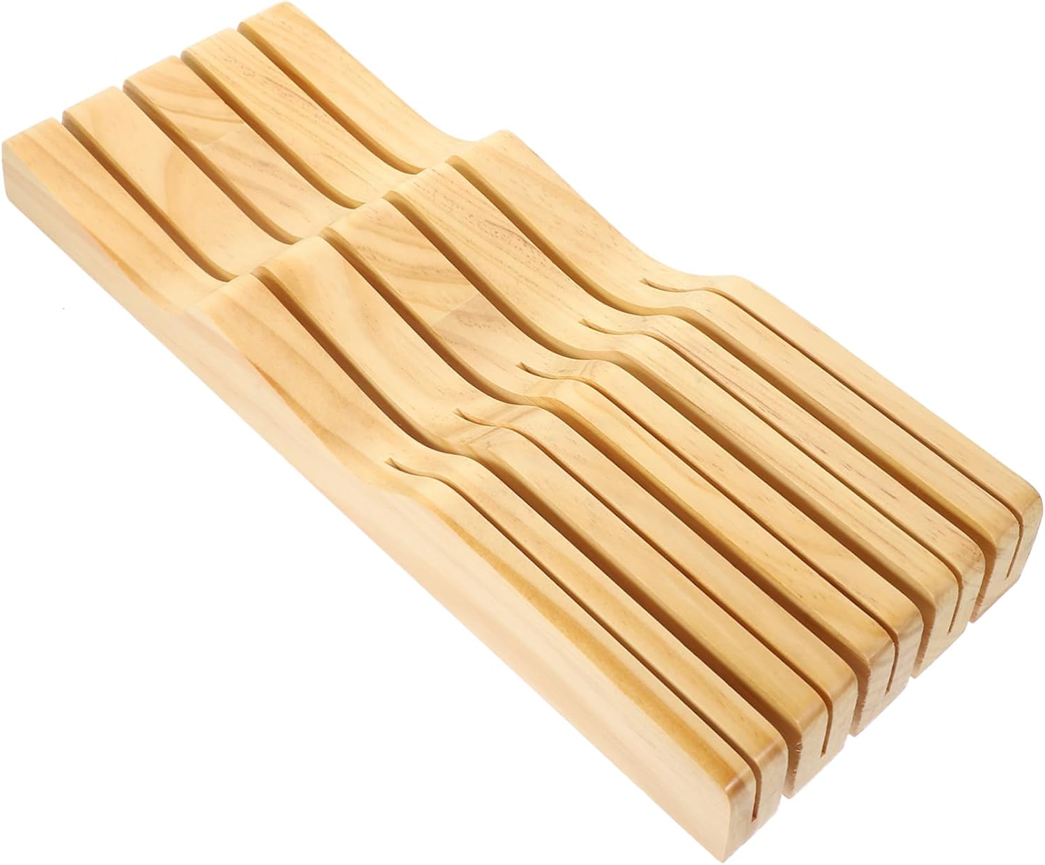 Cabilock Beech Knife Holder Organizer Drawer Storage Knife Block for Drawer Storage Rack