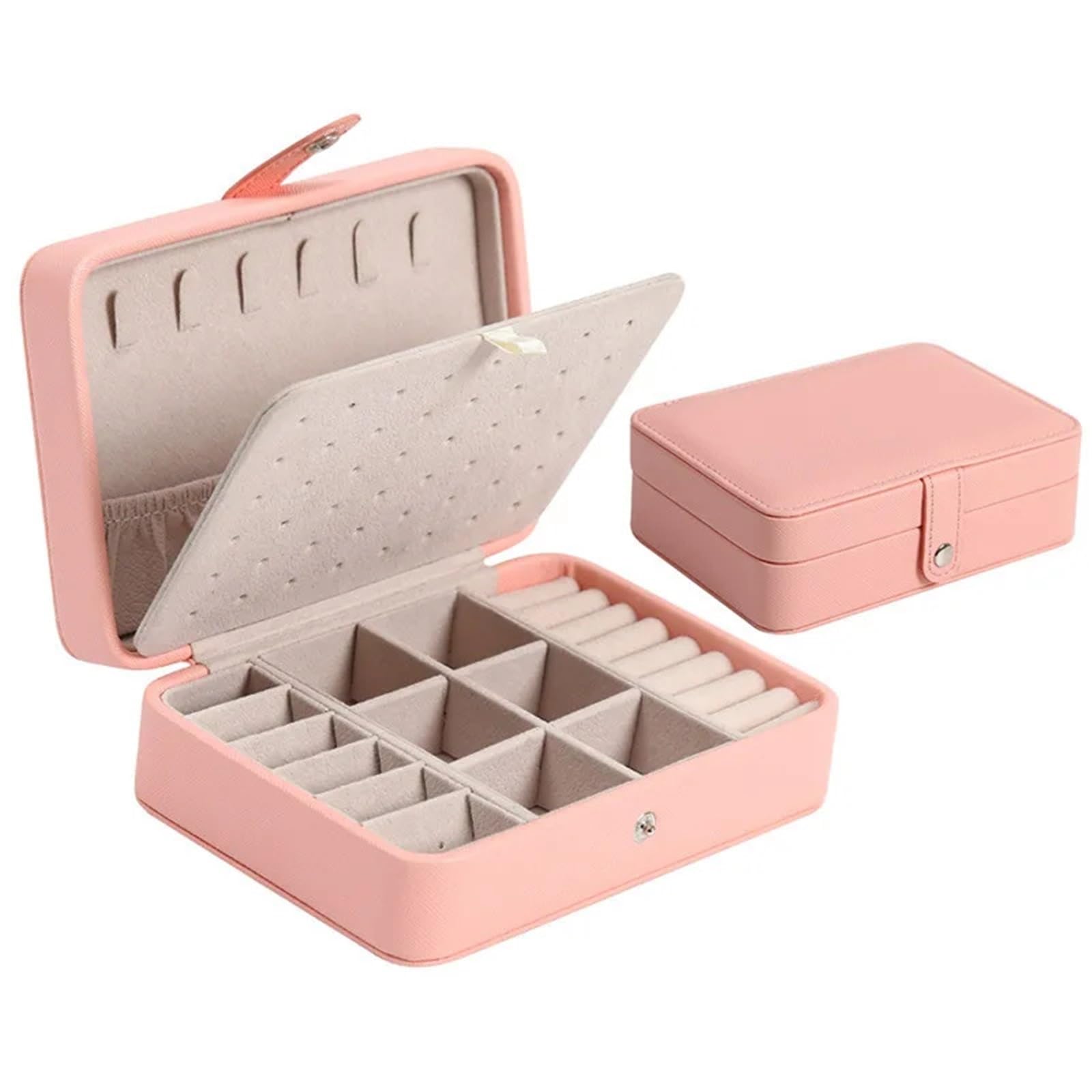 Scatola per Gioielli Scatola portagioie Scatola portagioie Portatile Borsa portagioie da Viaggio di Grande capacità Organizzatore portagioie per Anelli，Bracciali(Pink)