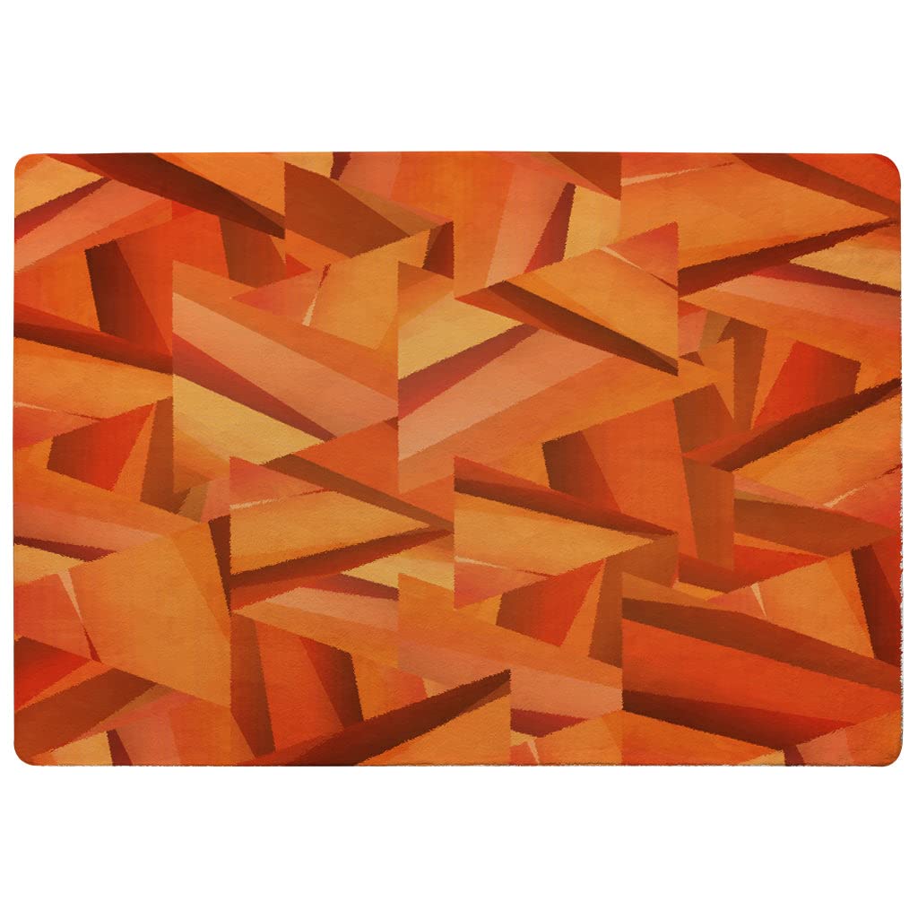 Tapis motif triangles géométriques automnaux 80 x 150 cm salon