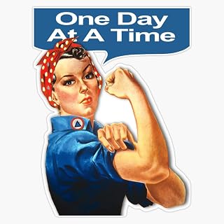 MAGNET One Day At A Time AA NA Sober Sunrise Rosie The Riveter Magnet Vinyl Magnetic Sticker 20 mil - Size 5"