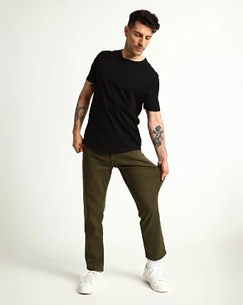 The Perfect Jean Denkhaki Khaki Pants for Men Athletic Fit, Stretch Dress Pants for Men