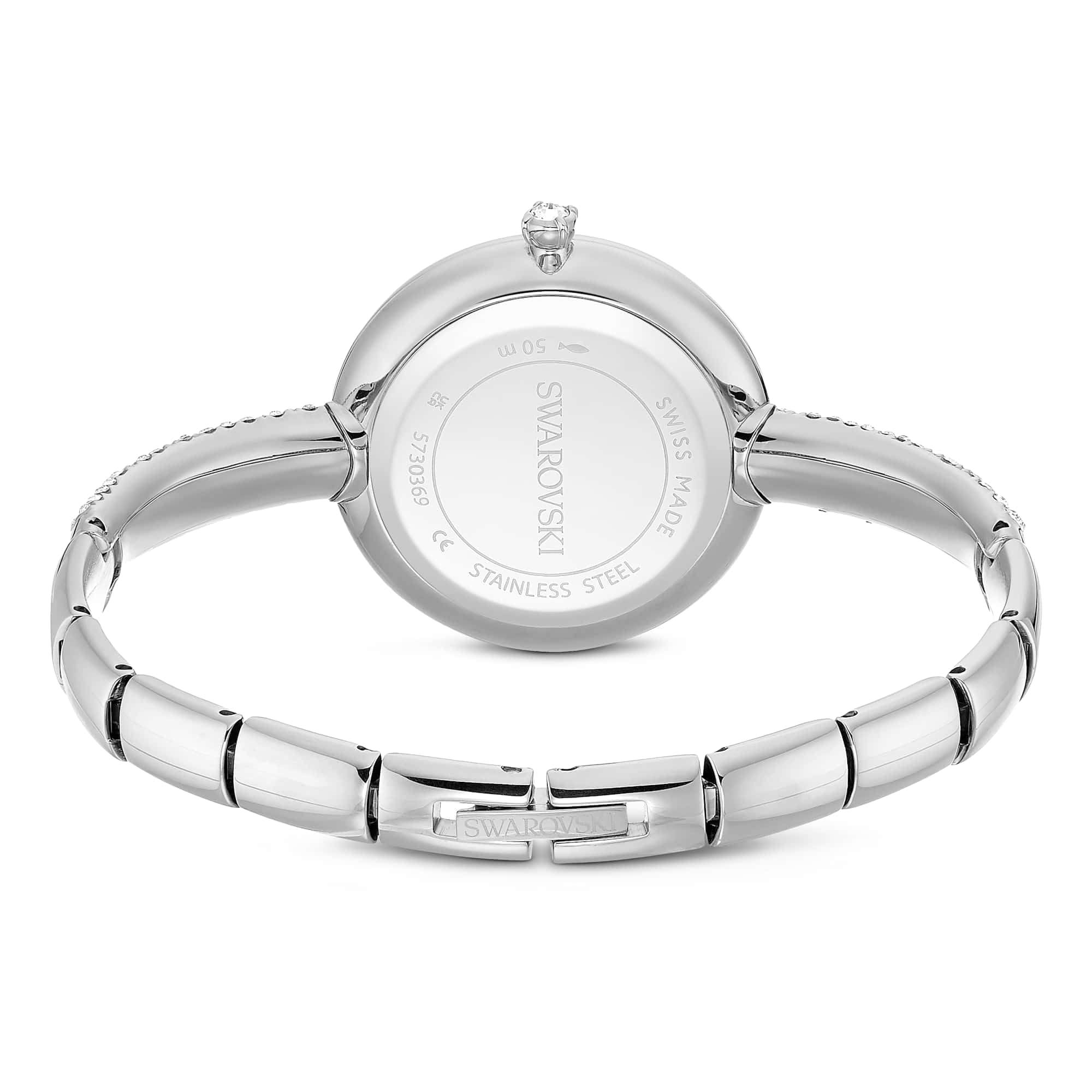 Swarovski Reloj Sublima Bangle, Fabricado en Suiza, Brazalete de Metal, Tono Plateado, Acero Inoxidable