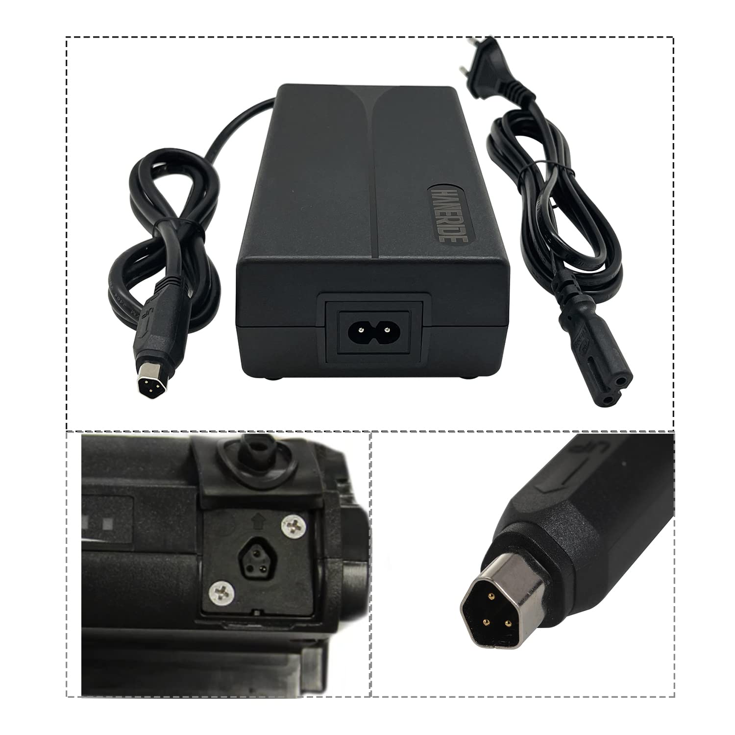 Chargeur 54,6 V (48 V) 2 A pour batterie de vélo électrique Phylion JCEB480 pour Fischer Cortina Devron Pedelec avec 3 broches DZLM4820-N1
