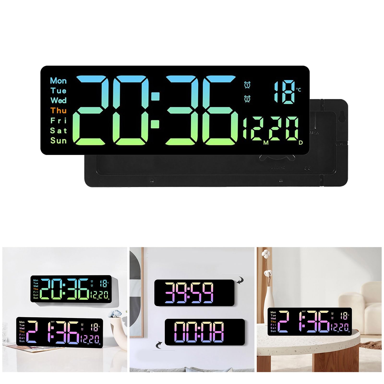 Reloj de Pared Digital LED con retroiluminación automática, 10, A