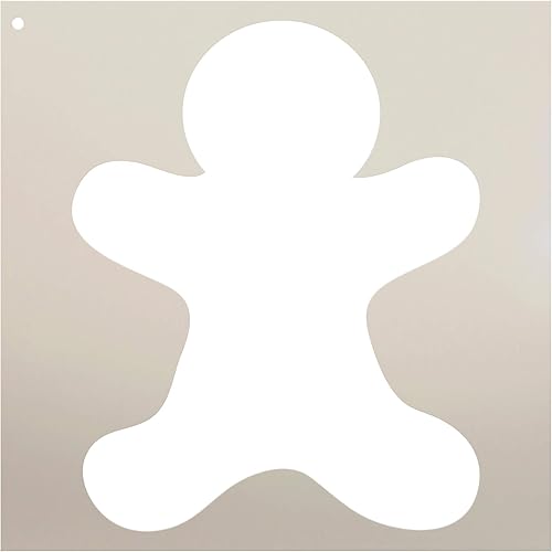 StudioR12 - Plantilla de hombre de jengibre  Divertido arte de forma navideña  Mini plantilla de Mylar reutilizable de 3 x 3 pulgadas  Pintura,