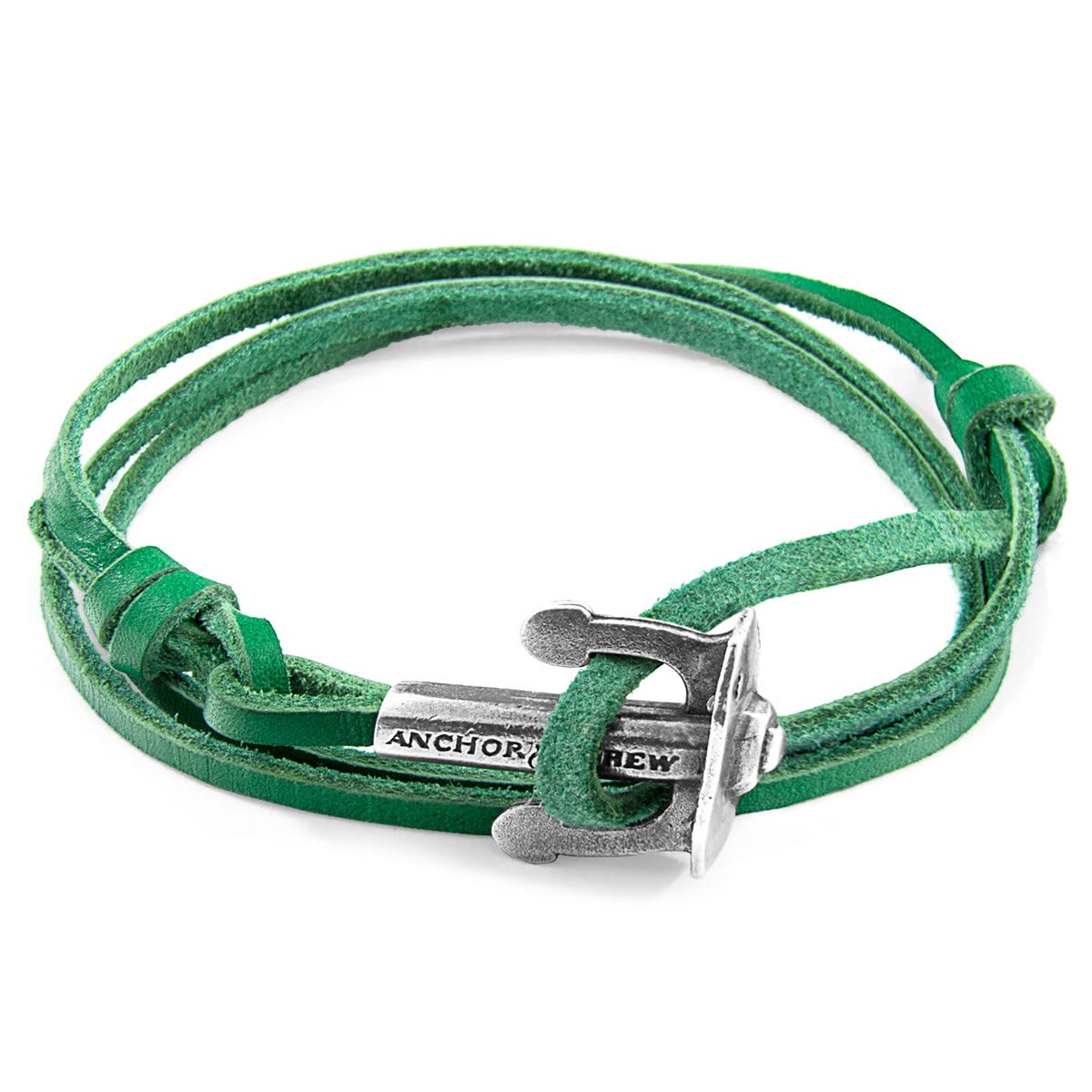 ANCHOR & CREW Pulsera Ancla Union De Plata Y Cuero Plano - Hombre - Talla Única
