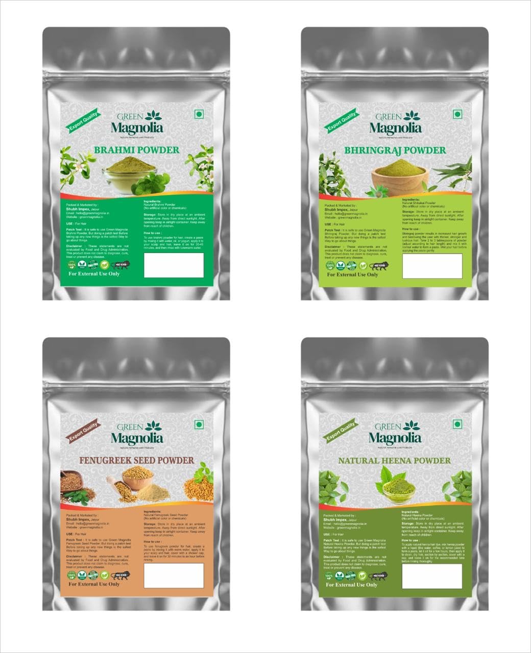 Green Magnolia Hair Packs - Natural Hair Care Blend with Brahmi, Bhringraj, Fenugreek & Henna Powder-picture-27