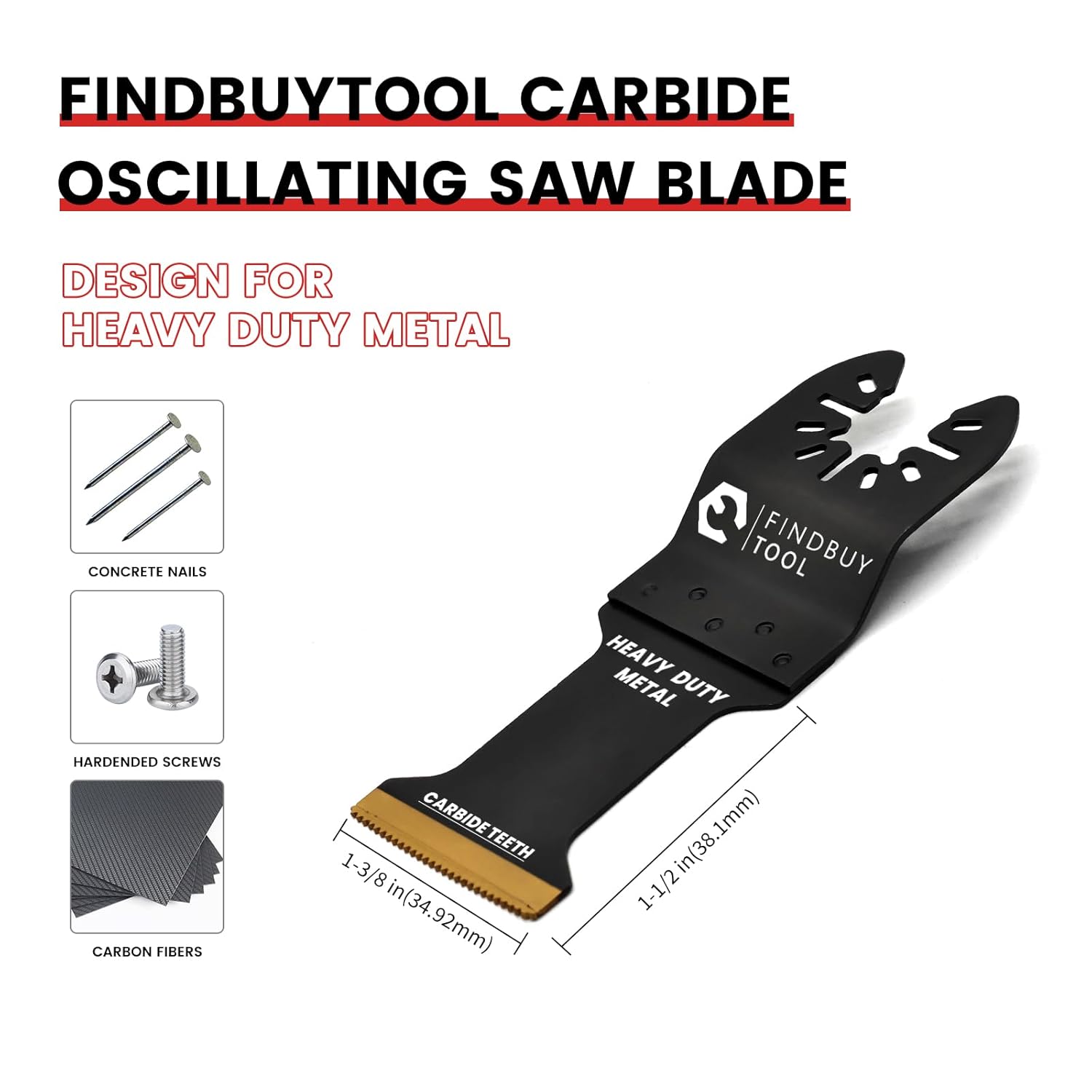 FINDBUYTOOL 3-Pack Pro Carbide Oscillating Saw Blades – 30X Longer Life with Black I.C.E. Coating, Universal Fit for Hardened Metal, Nails, Screws & DIY – Heavy Duty Multi-Tool Blades (3)