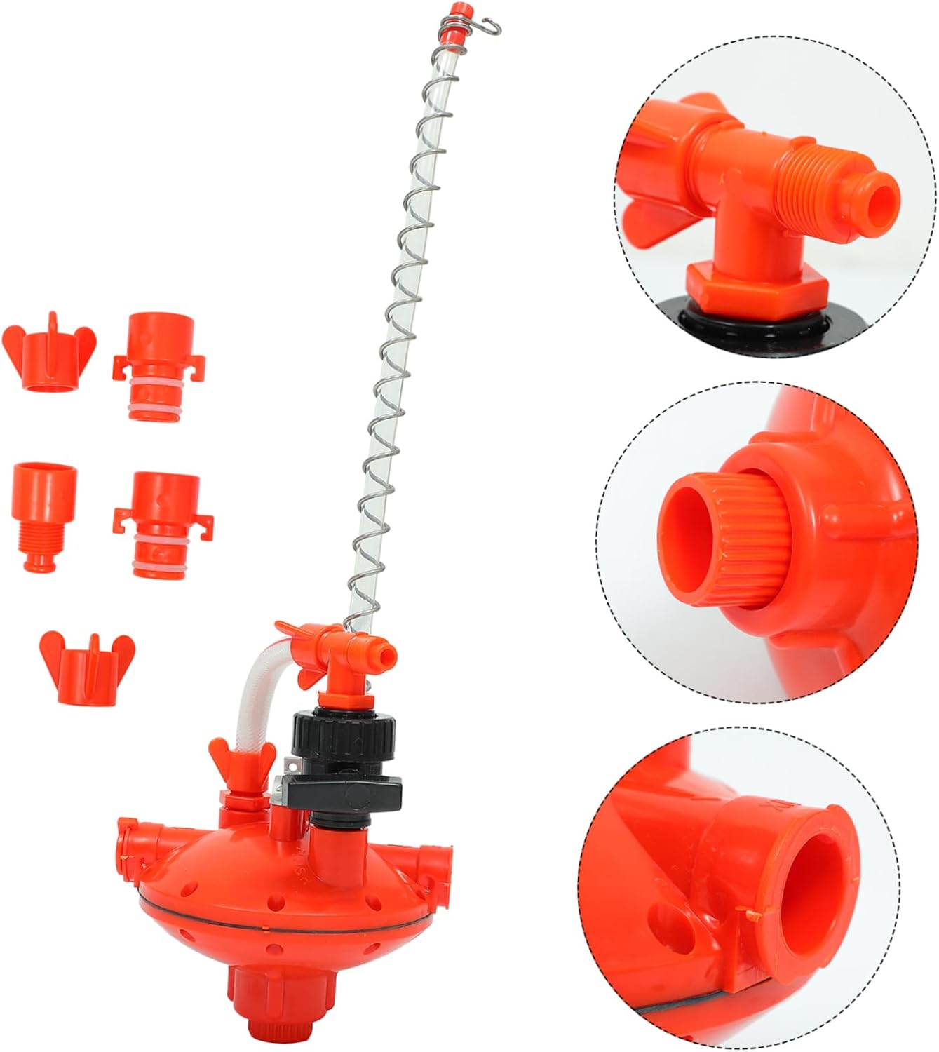 Zerodeko Poultry Waterer with Pressure Regulator Compact Chicken Coop Drinker for Leak Hydration Easy Install Poultry Water Fountain Accessory