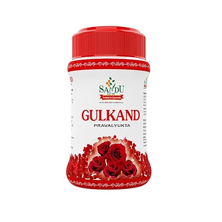 Sandu Gulkand (Pravalyukta) | Made Using Organic Hand-Picked Rose Petals | Excellent Coolant (400 g)
