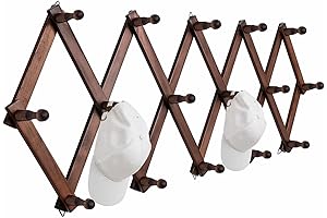 Wall-Mounted Baseball Cap Rack with 16 Hooks for Hats, Perfect for Baseball Caps