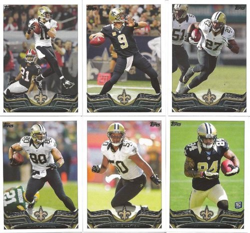 New Orleans Saints 2013 Topps Complete Regular Issue 14 Card Team Set with Drew Brees, Jimmy Graham, Kenny Vaccaro Plus