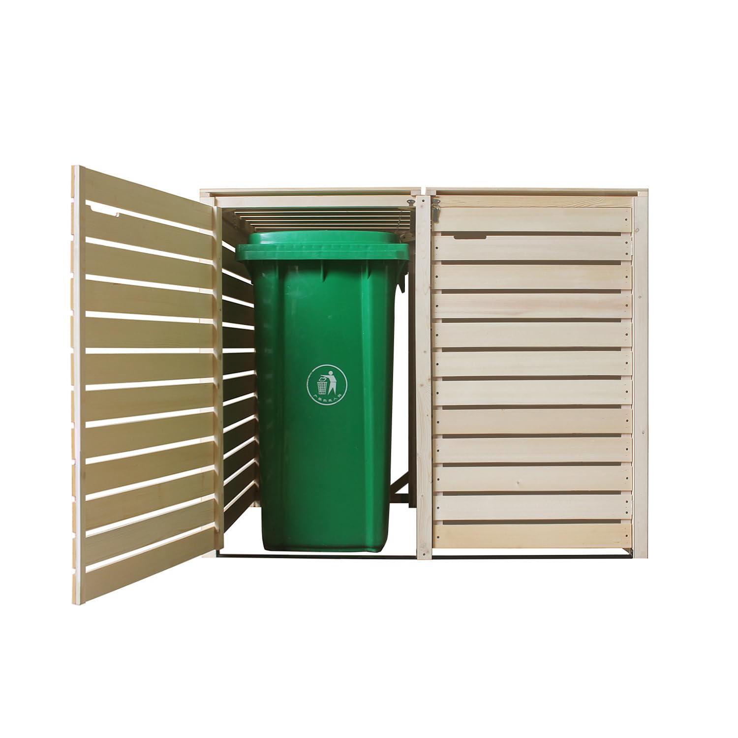 Mülltonnenbox Heide Mülltonnenverkleidung Mülltonnecontainer Holz naturbelassen 120L - 240L vormontiert (2 Tonnen)