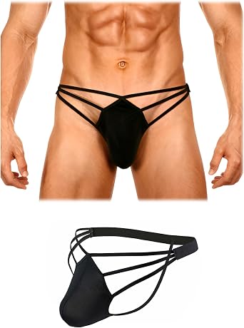 Men's Thong Underwear Sexy Low Rise Pouch Bulge G String Bikini | Soft Ice Silk, Cut Out, Elastic & Breathable, Jock Straps for Men, Body Building Thongs, Skin-friendly Stretchy Underpants