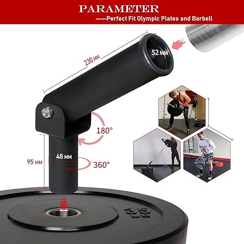 Miniatura 6 de SYL Fitness Accesorio de poste de plataforma en fila en T - Mango de fila de minas terrestres para barra de pesas - Equipo de entrenamiento de