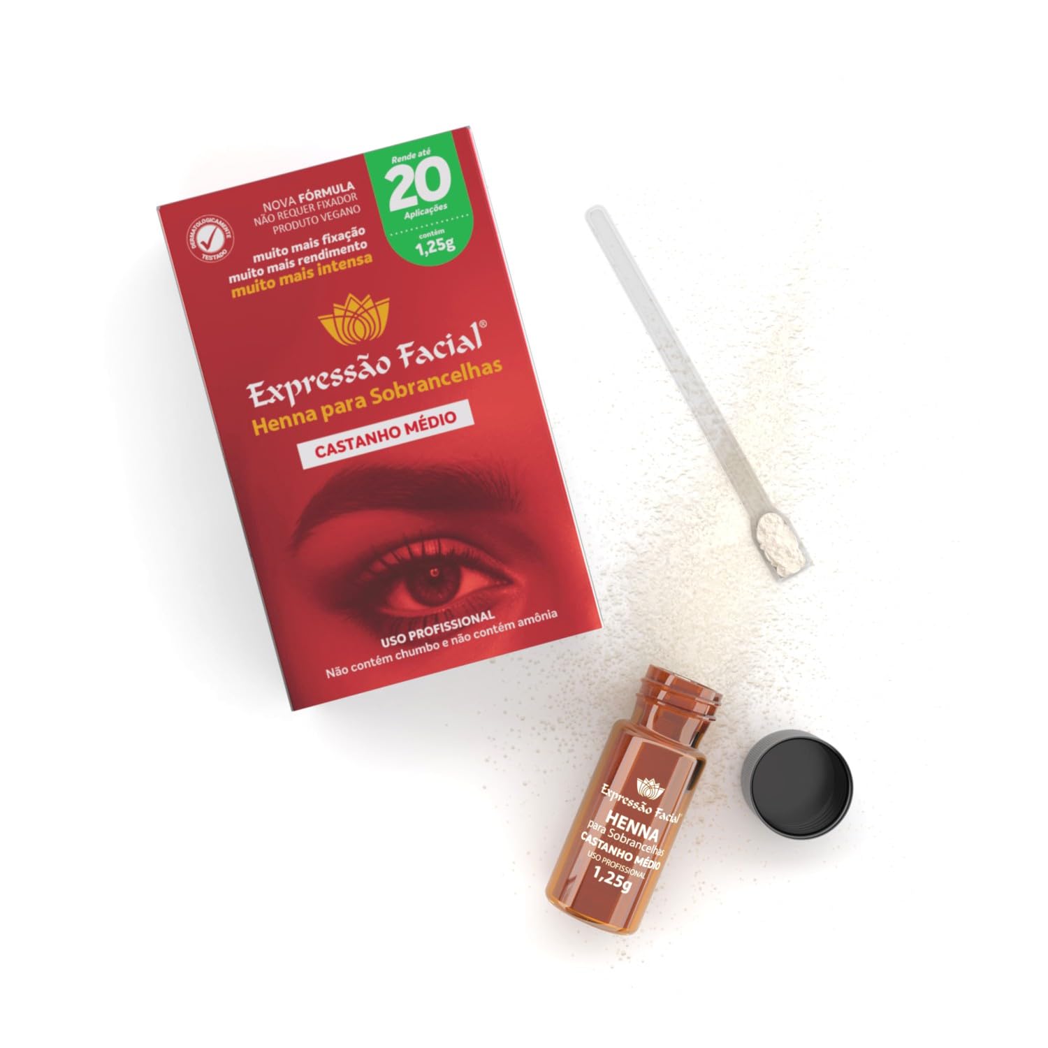 Nova Henna Expressão Facial - Castanho Médio - 20 Aplicações (1
