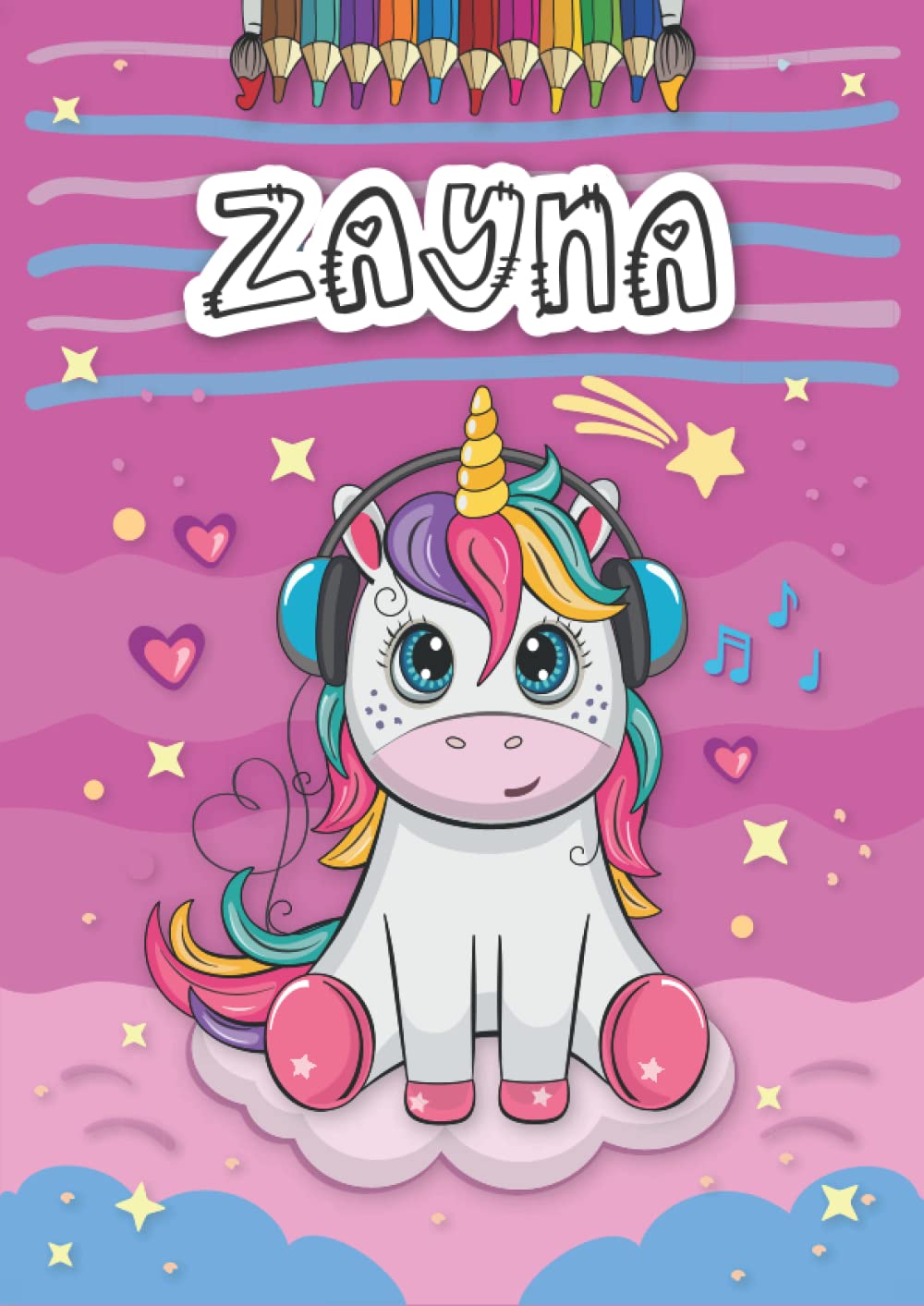 Zayna: Personalized Coloring Book for Zayna | Theme: Unicorn | Birthday gift for girl, daughter ... | Ages: 4-8 | 25 unicorn designs with name Zayna, Large size A4 (ca. 8.5 x 11 inches)