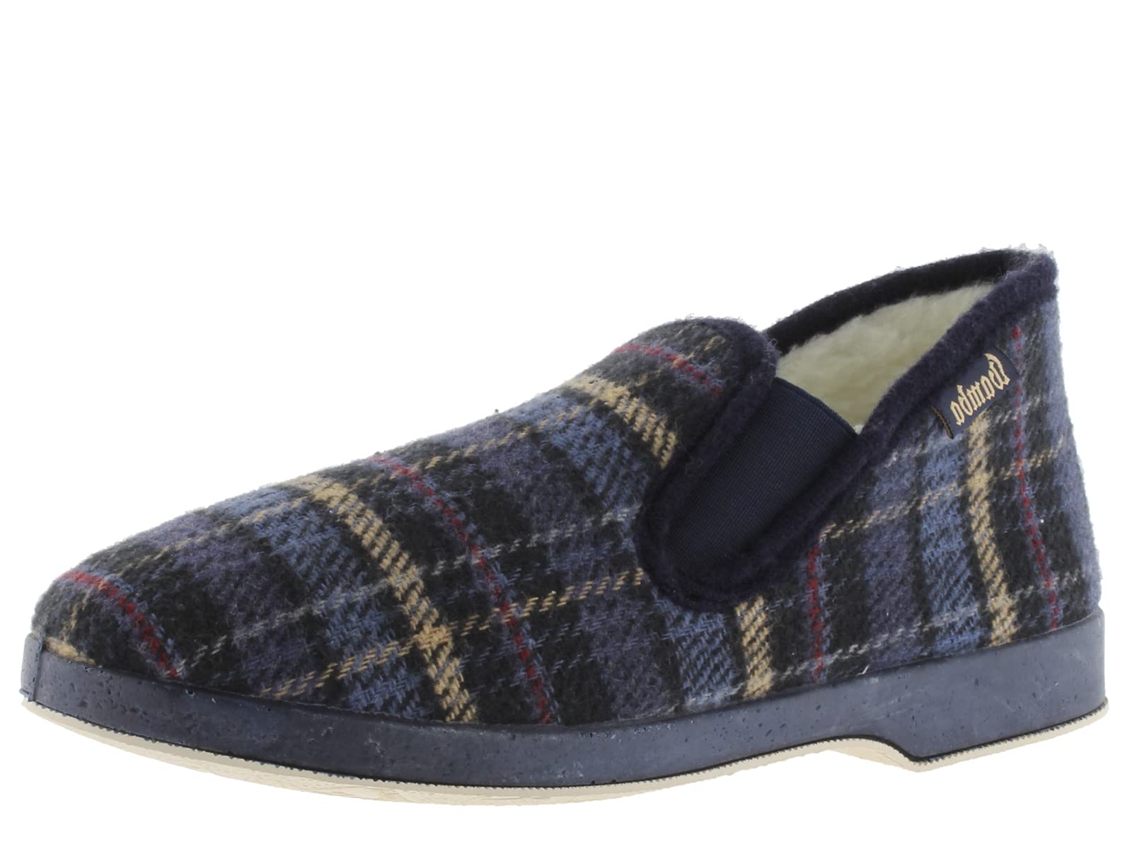 victoria Wamba Confortable Plaid Slippers & Sheepskin Interior & Elastic 202002 for Men Marino 45