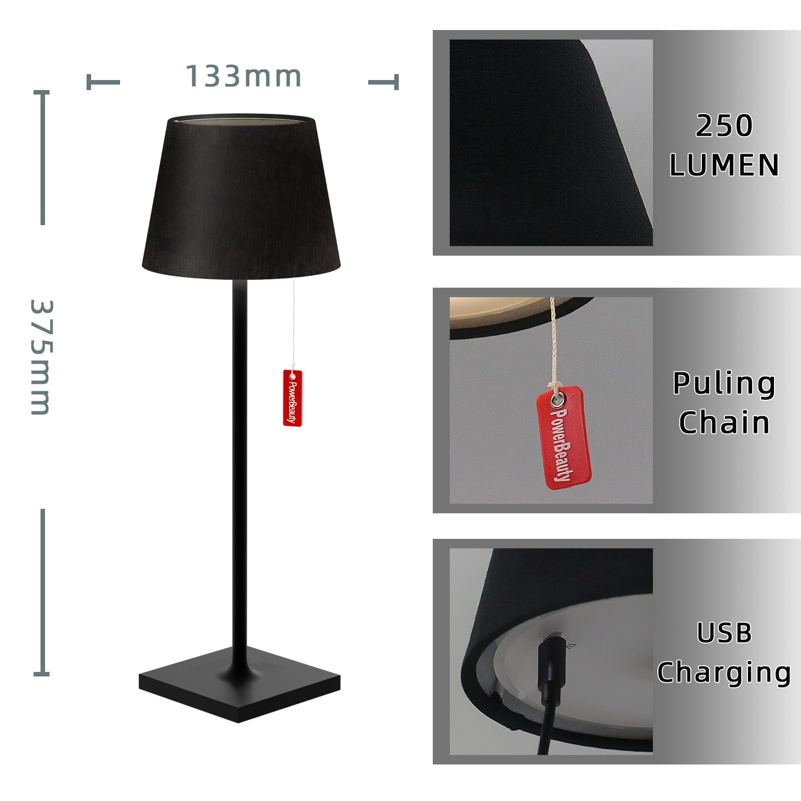 MALUX Lampe De Table LED D'extérieur Sans Fil à Intensité Variable - Lampe De Table D'extérieur Portable IP44 - Lampe De Table Sans Fil - Pour Jardin, Chambre à Coucher, Décoration De
