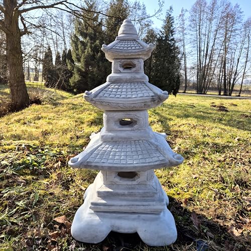 FABRIQ Japanische Pagode 94 cm – 109 kg – H:94 cm, Basis 42×42 cm – Massiver Steinguss Wetterfest & frostfest bis −30 °C Gartendeko Premium