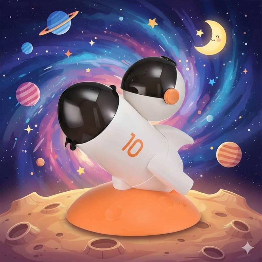 Rocket Pen Pencil Holder Desk Organizer – Cute Space Rocket Pencil Stand for Kids, Aesthetic Multi-Functional Stationary Holder & Table Decor for School, Study Table & Office (Orange & Light Brown)-image-28