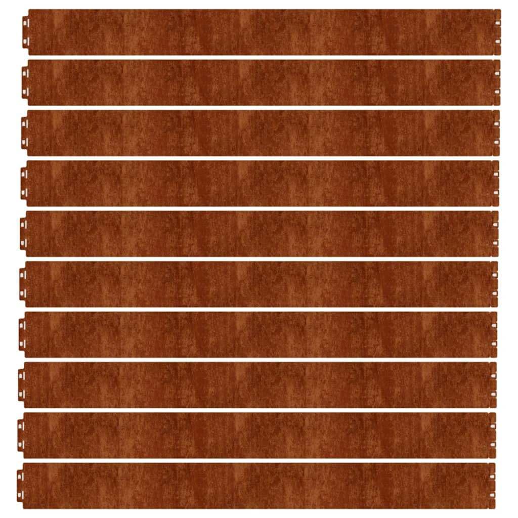 vidaXL Bordes de césped Acero corten Flexible 10 Piezas 10x103 cm, Bordes de jardín, bordura de césped, Bordes de arriate, Bordes de jardín